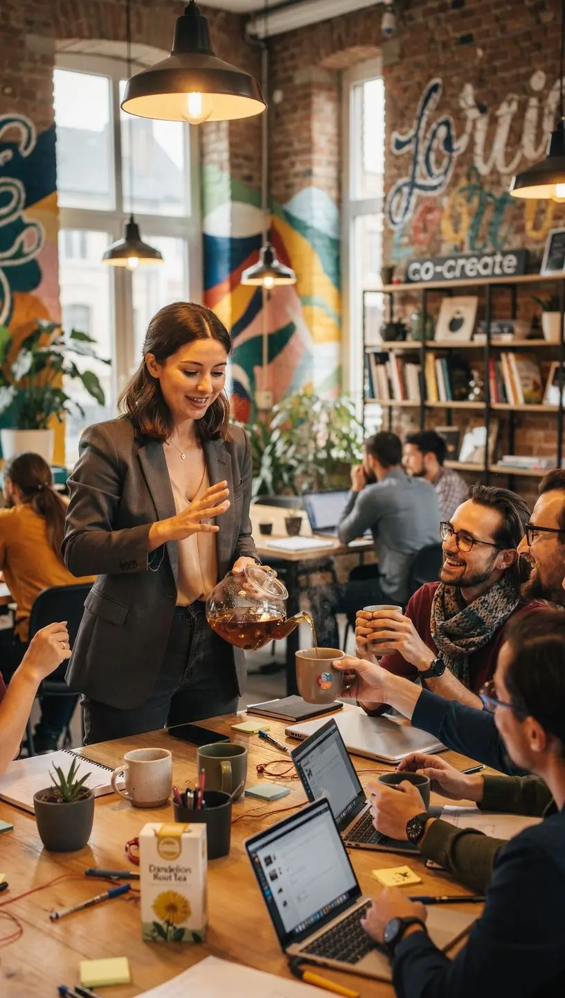 Infusion de thГ© Г  la racine de pissenlit dans une thГ©iГЁre Г©lГ©gante.